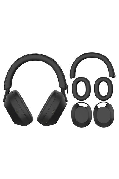 Shunmaii Black Headphone Protective Case Headset Headbeam Sleeve For Sony Wh-1000xm5 Headphones Silicone Earm