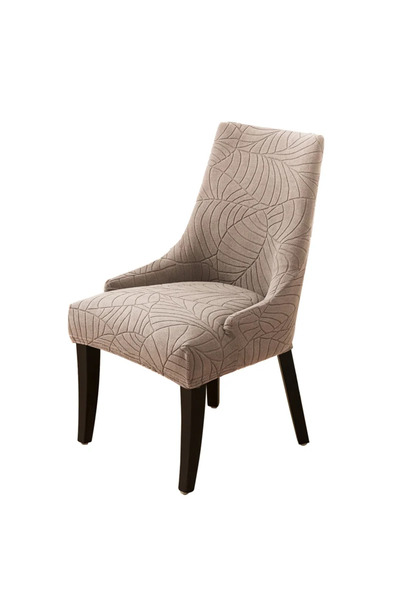 Choice غطاء كرسي A5، قطعة واحدة، غطاء كرسي جاكار بنقشة أوراق الشجر، لون موحد، غطاء كرسي طعام مطاطي قابل للتمدد.