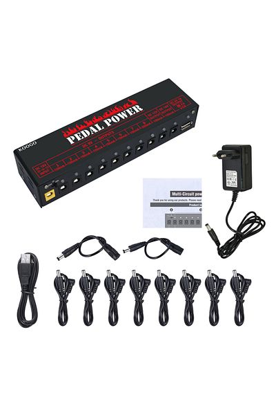Choice Koogo Guitar Pedal Power Supply 10 Isolated DC Output for 9V/12V/18V Effect Pedal with USB Chargi...