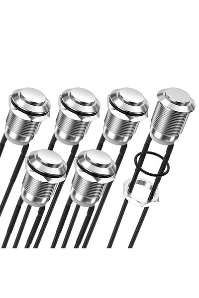 Daiertek Momentary (ON) Off 6pcs 12mm Momentary Push Button Switch 12v Metal Waterproof Pushbutton S