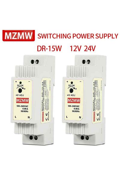 MZMW 12v 1.25a 100-240v 15w Dr-15 Din Rail Switching Power Supply 15w Input 100-240v Ac To Dc 12v