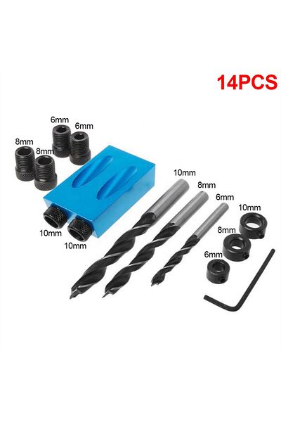 Choice Woodworking Oblique Hole Locator Pocket Jig Kit 15 Degree Drill Bit Guides Joint Angle Drive Adap...