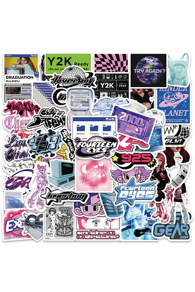 Choice 53pcs 53pcs Y2k Girls Vsco 90s Stickers Harajuku Style Vintage Cute Aesthetic Decal Diary Motorcycle