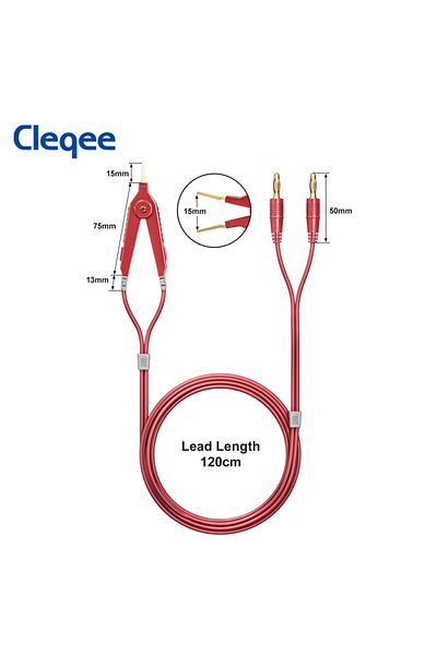 CLEQEE P70075a Meter Test Leads Terminal Kelvin Clips Cable Wires To 4mm Banana Plugs Gold-plated...
