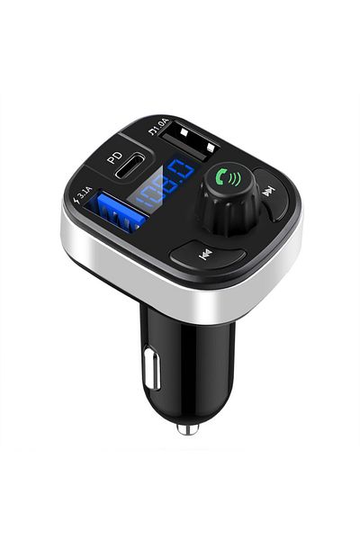 kebidu Black Car Bluetooth 5.0 Fm Transmitter Dual Usb Pd Type C Fast Charge Car Charger Bluetooth Micropho