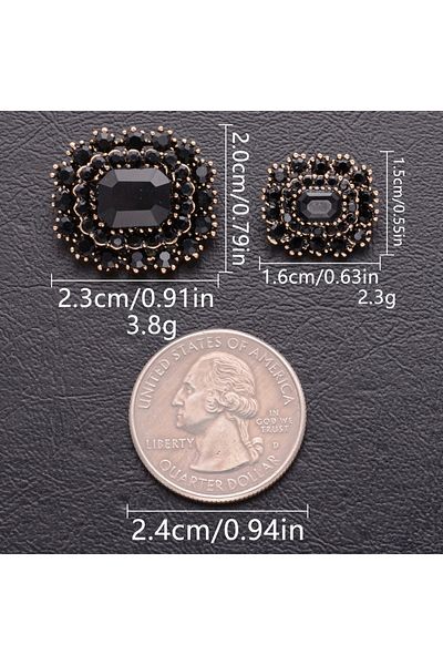 Choice 23mm Black 6pcs 16/23mm Rhinestone Decorative Hollow Out Metal Square Buttons For Women Shirts Sweat