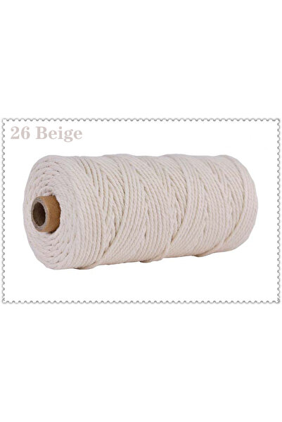 Choice حبل من القطن 100%، مقاس 3.02 مم، لون بيج، 26، 3 مم، مصنوع يدويًا، حبل ...