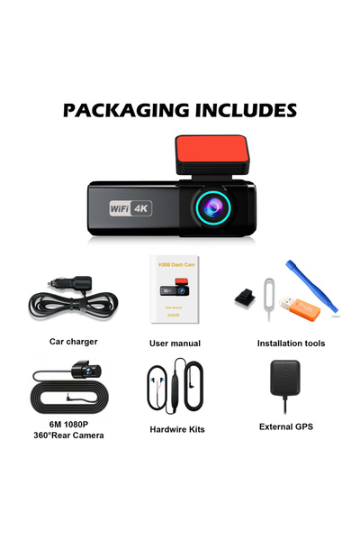 Choice كاميرا سيارة Aprilboy 4K WIFI 2160P DVR تدعم عدسة أمامية وخلفية مع جهاز تحكم عن بعد ونظام تحديد المواقع العالمي (GPS) 64G مع كاميرا سيارة Aprilboy 4K WIFI 2160P DVR تدعم عدسة أمامية وخلفية