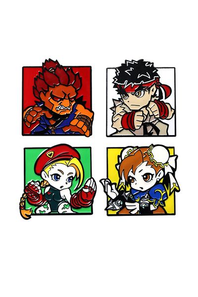 Choice Set Game Street Fighte Enamel Pins Ryu Chun Li Cammy White Gouki Figure Badge Brooch For Fans Cospla