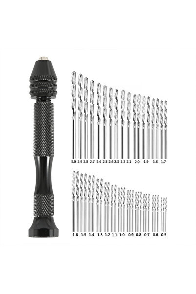 Toorise مجموعة من 49 قطعة من رؤوس المثقاب مقاس 0.2-3.4 مم من الألومنيوم الصغير لحفر المجوهرات يدويًا وحفر الخشب...