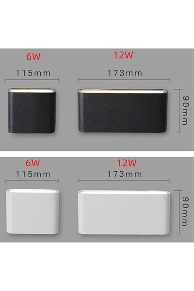 Choice 12W Length 173mm Cold White 6000K Black Body Modern Waterproof outdoor 12W LED wall lamp IP65 Alumin