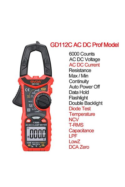 GVDA Digital Clamp Meter AC DC Current NCV Multimeter Pinza Amperimetrica True RMS Capacitance Oh...