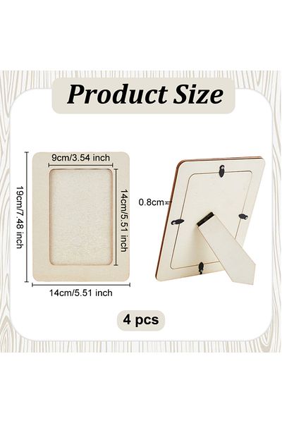 Choice 4pcs 4pcs Wooden Picture Frame Rectangular 7.6" X 5.6" Craft Frames Set Natural Wood Diy Photo Frame
