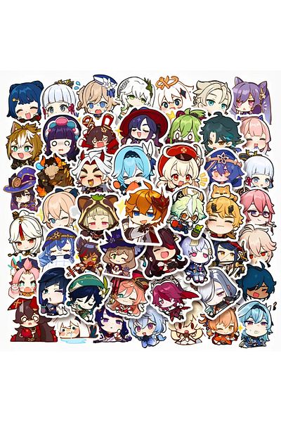 Choice 50pcs 50pcs Game Anime Genshin Impact Stickers Kawaii Laptop Guitar Suitcase Bike Car Motorcycle Wat