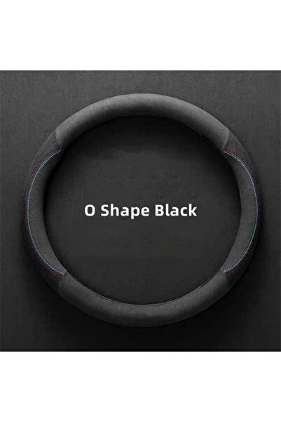 Choice أغطية عجلة قيادة السيارة السوداء من جلد البقر والشمواه، غطاء عجلة القي...