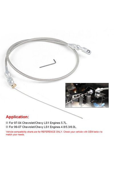 Choice 36" Throttle Gas Cable Kit Stainless Steel Braided For 97-07 Chevrolet/Chevy LS1 Engine 4.8L 5.3L...