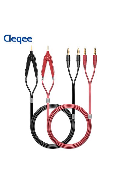 CLEQEE P70075a Meter Test Leads Terminal Kelvin Clips Cable Wires To 4mm Banana Plugs Gold-plated...