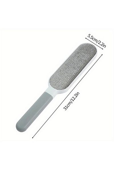 Choice Gray Double-sided Pet Hair Remover, Manual Electrostatic Sticky Lint Brush, For Cat, Clothing, Sofa,