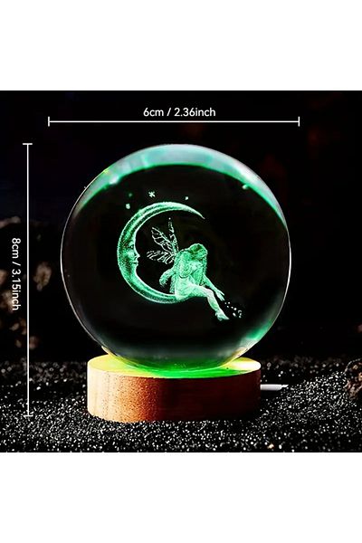 Choice Fairy 1 Pc Crystal Ball Colorful Night Light, 3d Moon And Fairy Laser Carved Night Light, Creative B
