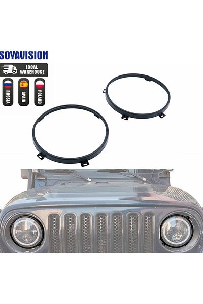 SOYAVISION Car Headlamp 7" Inch Headlight Mounting Ring Trim Bracket For Jeep Wrangler JK TJ Acessories  Ins...