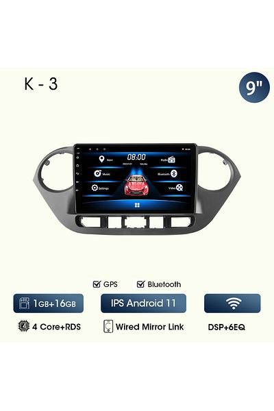 JMCQ R3-no Carplay 9" Car Radio For Hyundai Grand I10 I 10 2013 2014 2015 2016 2017 2018 Android12 Carpla