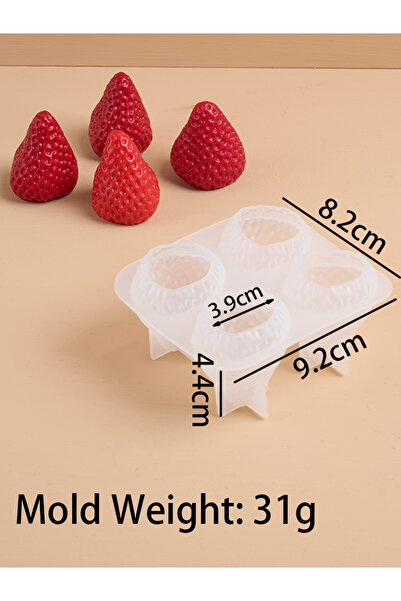 Choice1 4 قطع من قوالب شموع العلاج العطري ثلاثية الأبعاد على شكل فراولة من ال...