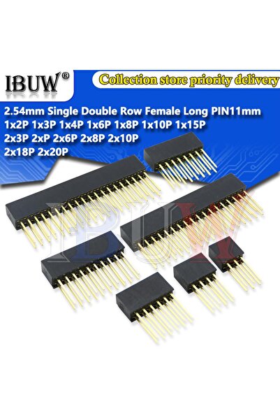 Choice6 2x4P 10 قطع 2.54 مم صف مزدوج مفرد دبابيس أنثوية طويلة 11 مم لوحة PCB ...