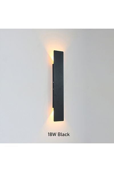 lampinbox Warm White (2700-3500K) 18w Black Led Wall Lamp Rectangular Bedroom Bedside Wall Lights Modern Minim
