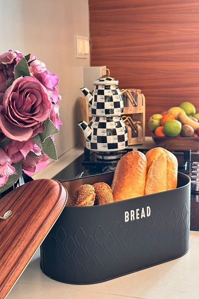 Makri Bread Basket, Metal Bread Basket, Bread Basket, Domestic Production (34 cm X 19 cm X 16 cm)