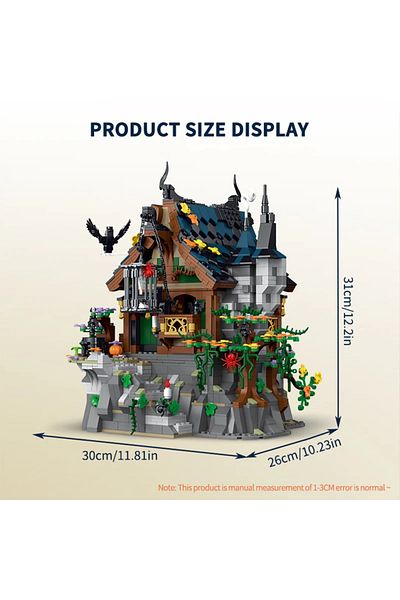 AMAZINGBLOKS With Box Witch Hut 1964pcs Witch Hut Building Blocks Moc Model Medieval Cottage City View Model Bric