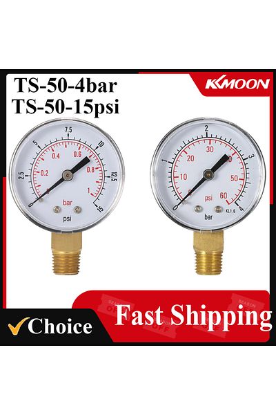 Choice 50mm 0~60psi 0~4bar Pool Filter Water Pressure Dial Hydraulic Pressure Gauge Meter Manometer 1/4"...
