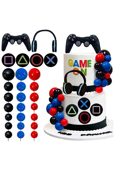 Choice 30pcs Video Game Themes Cake Toppers Headset Cake Decoration Ball Controller Cake Decoration For Bir