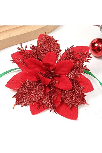Choice 5 قطع حمراء 3/5/10 قطع زينة عيد الميلاد الزهور الاصطناعية شجرة عيد الم...