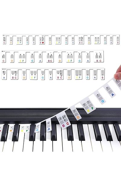 Choice Colorful Piano Keyboard Stickers For 88/61 Key, Silicone Removable Piano Keyboard Note Labels For Le