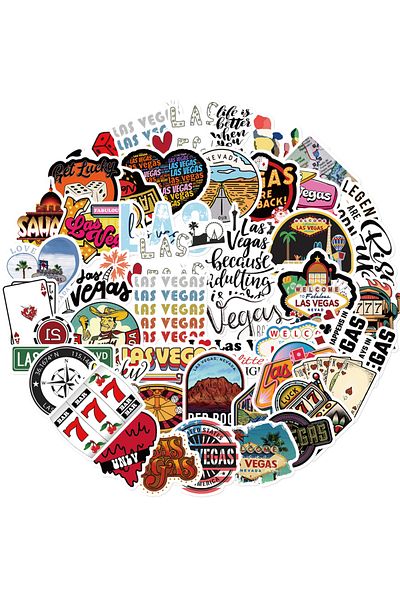 Choice 50pcs 50pcs Vintage Las Vegas Stickers Decoration Scarpbook Skateboard Laptop Notebook Diary Cartoon