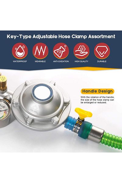 YISEONG 40pcs Box-packed 8-29mm Adjustable Yellow Plastic Handle Hand Twist Hose Clamps Worm Driving Stai...