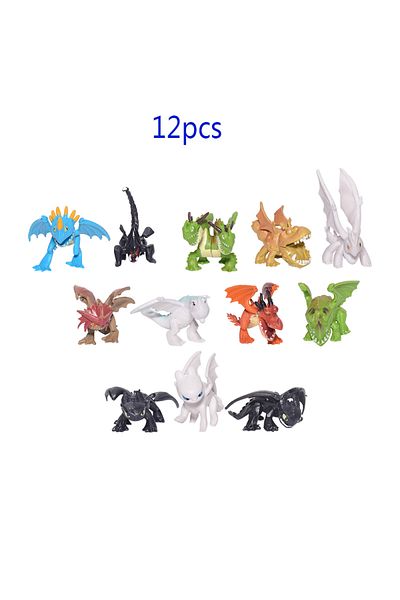 Choice B 12pcs 12pcs/set Train Dragon Hidden World Toothless Fury Mini Cute Anime Character Pvc Action Col