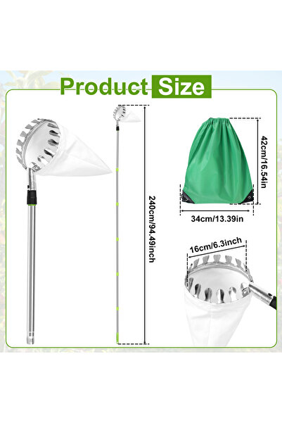 Choice 3.2M Fruit Picker Tool Metal Gardening Orchard Picking Tool with Stora...