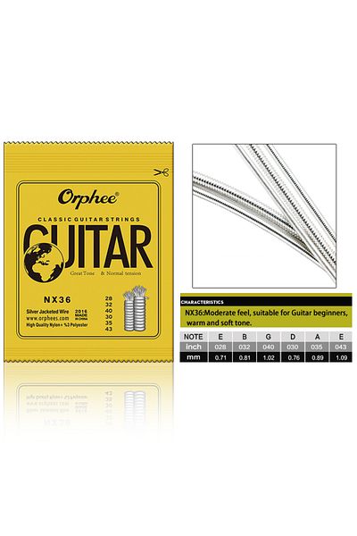 Orphee Nx36 Classical Guitar Strings Nx35/nx36 6 Strings Silver Plated Nylon Guitarra Strings Classi