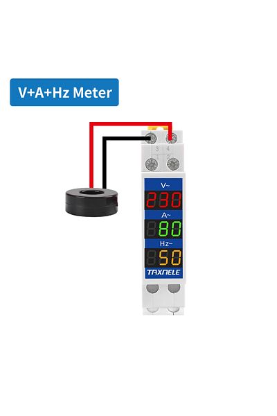 TAXNELE Vahz Din Rail 18mm Voltage Current Hz Meter Ac 80-500v 220v 380v 100a Modular Voltmeter Ammeter Led