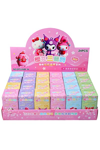 Choice 1box(24PCS) 24pcs/set Anime Sanrio Blind Box Hello Kitty Kuromi Keychain Pendant Figures Pokemon Pik