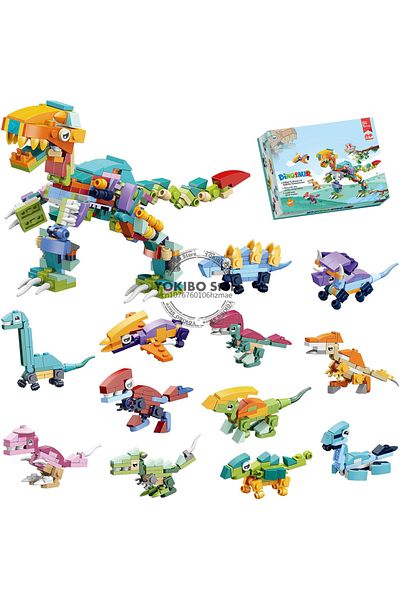 SHENGDI With Box 12 In 1 Dinosaur Building Blocks Sets Developmental Toy Building Block Brick Toys Dinosaur