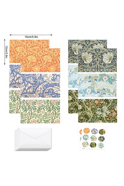 Choice S Hk050-26pcs 26pcs Retro Flower Pattern Greeting Cards And Envelopes With Flower Labels Package For