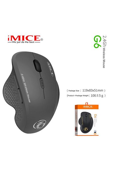 Choice ماوس لاسلكي رمادي G6 Abs مريح للكمبيوتر Imice Mouse 2.4 جيجا هرتز ماوس بصري للكمبيوتر الشخصي مع USB Rec