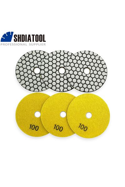 Choice 100 4 Inches Shdiatool 6pcs Diamond Resin Bond Dry Polishing Pad 4"/100mm Grit #100 Granite Marble S