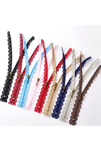 Choice Random Color 10packs Nylon Closed Tail Lace Cutout Lace Zipper Pocket Bag Closed Mouth Color Short Z