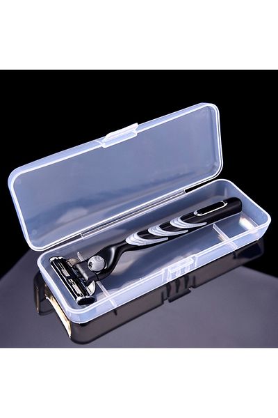 Choice One Size Men Universal Shaver Storage Box Handle Full Transparent Plastic Case Razor Boxs Eco-friend