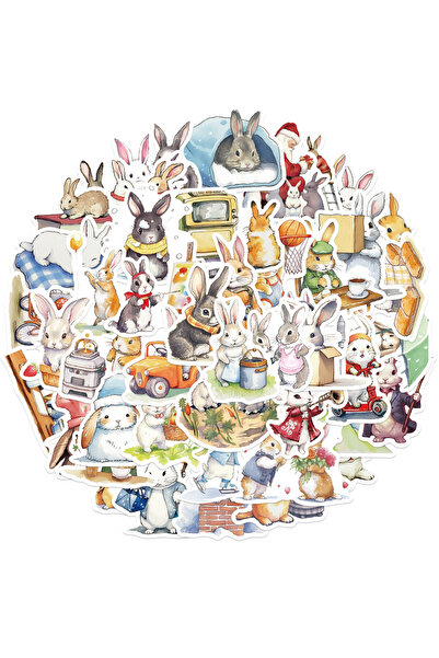 Choice 50 قطعة من ملصقات الأرنب الكرتونية المصنوعة من الفينيل المقاومة للماء ...