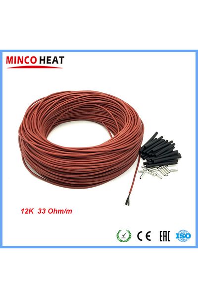 MINCO HEAT 100 Meters 5~100 Meters 12k 33ohm/m Infrared Carbon Fiber Heating Cable 3mm Floor Warming