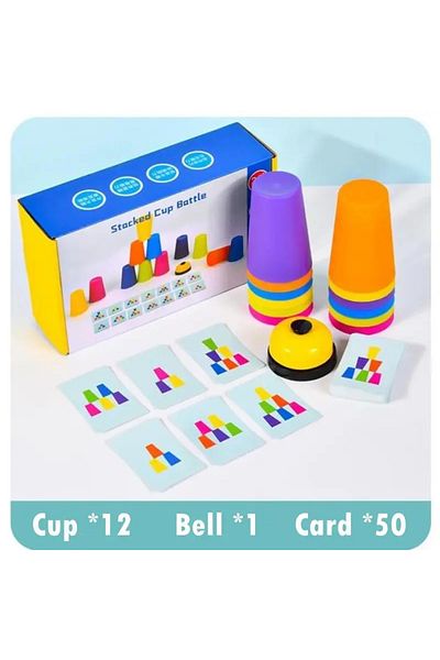 Choice C203-12pcs Montessori Toys Stack Cup Game With Card Educational Intellectual Enlightenment Color Cog